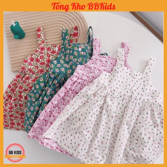 Váy 2 Dây Bé Gái Hoa Nhí - Váy Hoa Nhí Babydoll Hai Dây Bảng To Cho Bé Gái