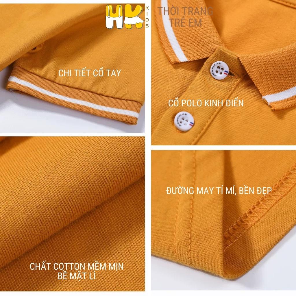 Áo thun polo HK KIDS tay ngắn màu sắc trơn thời trang mùa hè dành cho bé trai từ 4 đến 15 tuổi (mã 2110)