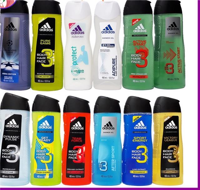 Sữa tắm gội xả &lt;đủ mùi&gt; Adidas 3 in 1 400ml