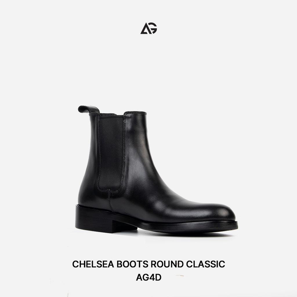 Giày Chelsea boots nam phiên bản mũi tròn, da bò cao cấp nhập khẩu handmade AUGUST SHOES AG4D chính hãng bảo hành 12 thá
