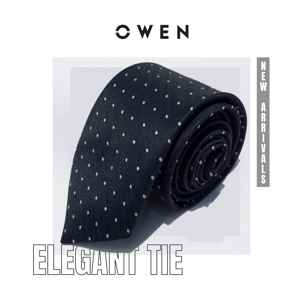 Cravat Owen màu xanh đen chấm bi 6cm 91110 - cà vạt nam
