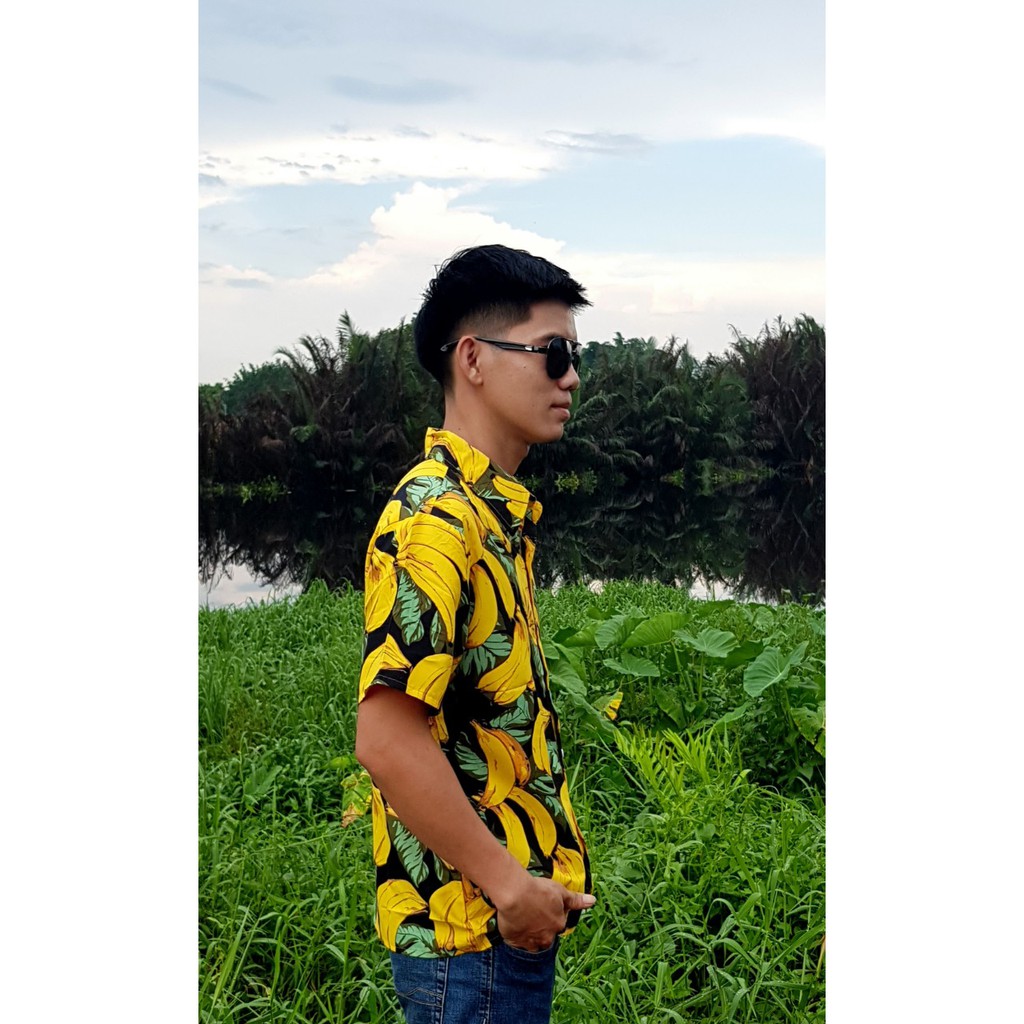 Áo sơ mi trái cây họa tiết chuối