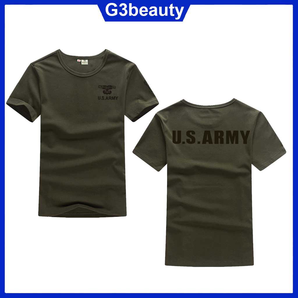 Áo Thun Nam 💯 U.S.ARMY Ngắn Tay Không Cổ Body Thời Trang Lính