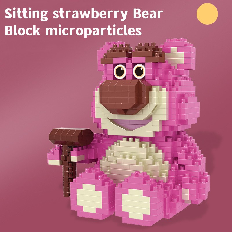 Bộ Đồ Chơi Lắp Ráp Mô Hình Gấu Và Dâu Tây Dễ Thương Dùng Trang Trí Bàn