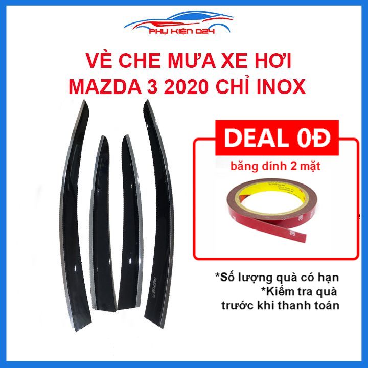 Vè mưa Mazda 3 2020 vè chỉ inox che mưa bảo vệ xe