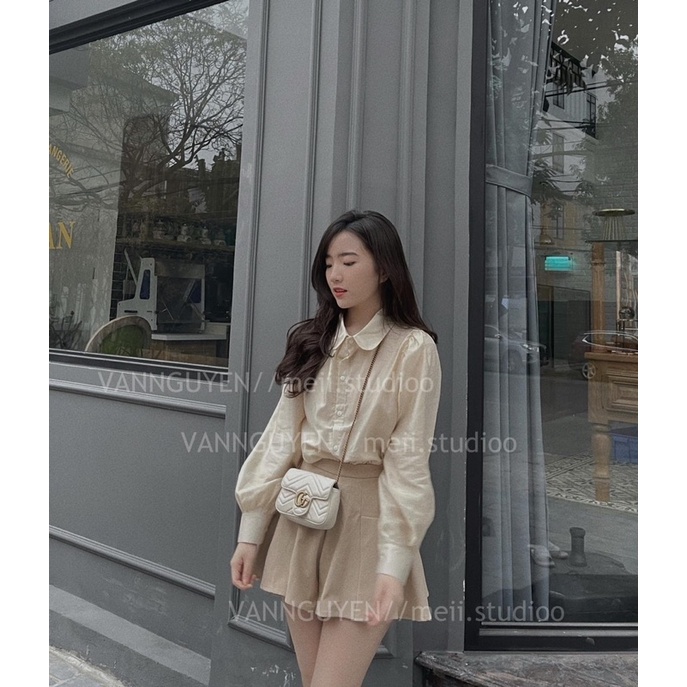 áo sơ mi cổ sen tay bồng