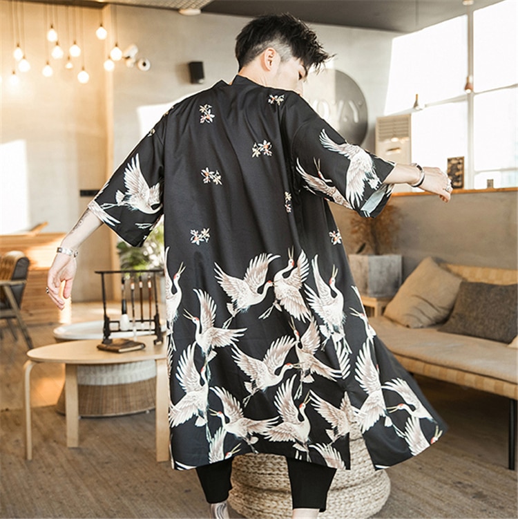 Áo khoác nam kimono thời trang áo khoác dài cardigan truyền thống Nhật Bản áo khoác yukata Hao đan Áo khoác nam áo khoác giản dị