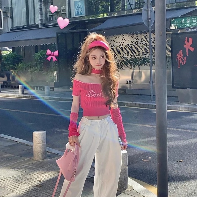 ÁO CROPTOP BARBIE HỒNG PHỐI TAY NĂNG ĐỘNG