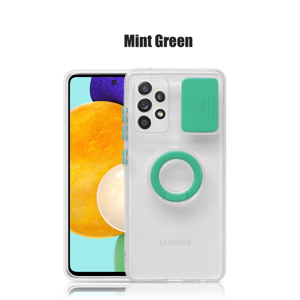 Ốp Điện Thoại Trong Suốt Có Giá Đỡ Hít Nam Châm Bảo Vệ Camera Cho Samsung A52 A32 A72 A02S