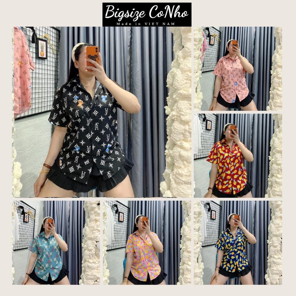Áo sơ mi hoạ tiết các loại Bigsize nữ, Áo kiểu bigsize nữ vải Kate lụa mềm ít nhăn co giãn nhẹ ngoại cỡ từ 57-93kg SMHT