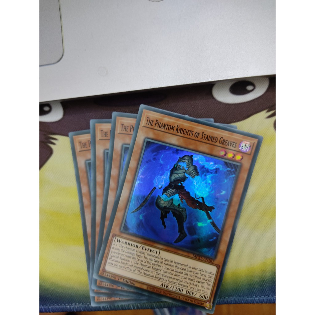 [Yugioh Funny Shop] 1 lá Thẻ bài The Phantom Knights of Stained Greaves - MP21-EN167 - Super Rare 1st Edition