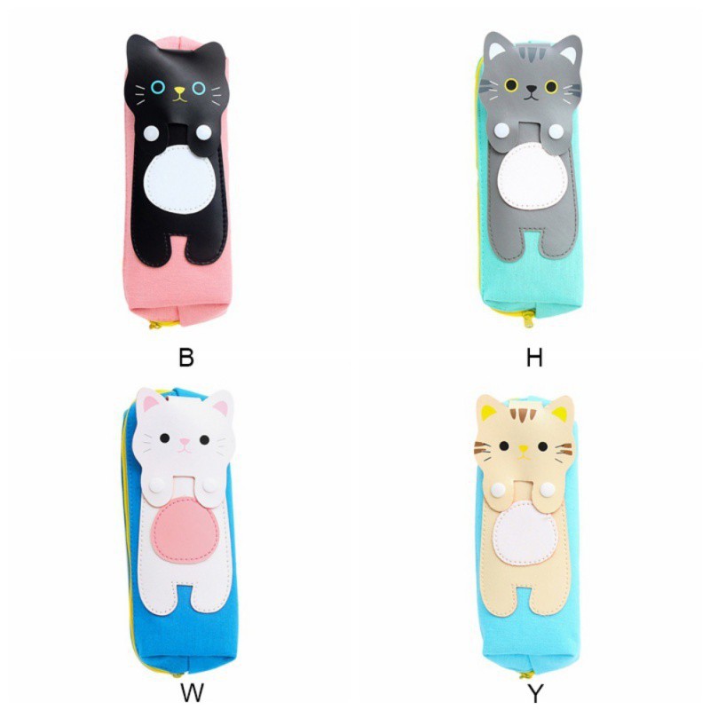 Hộp Bút Canvas Họa Tiết Mèo Hoạt Hình