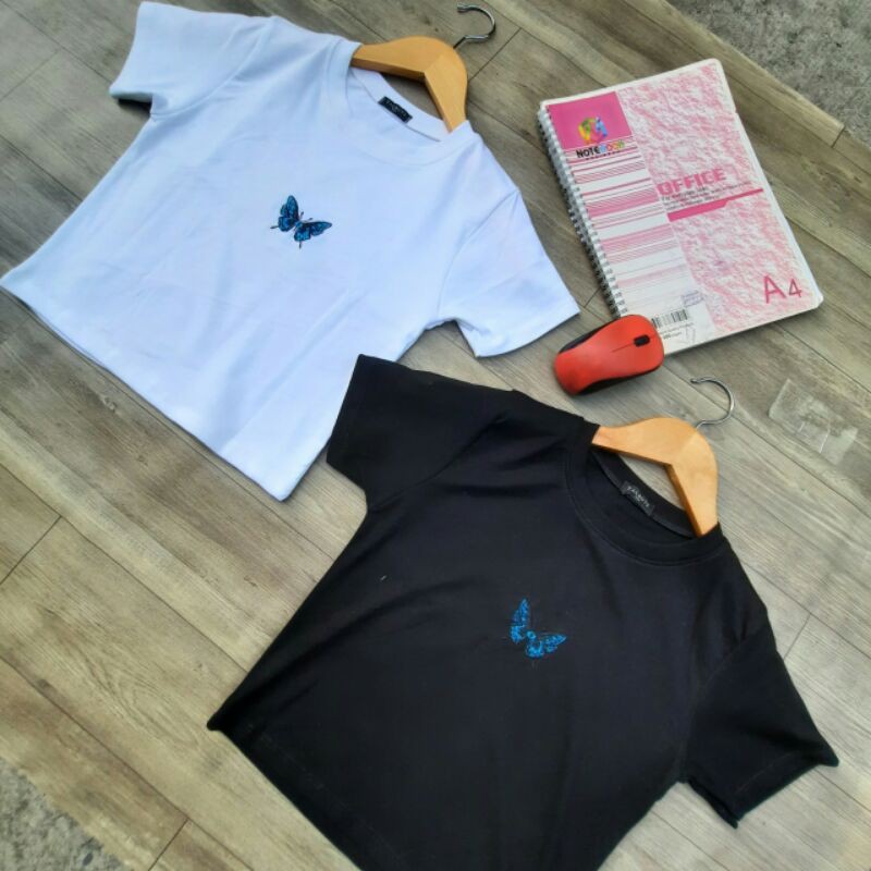 Áo croptop thêu bướm
