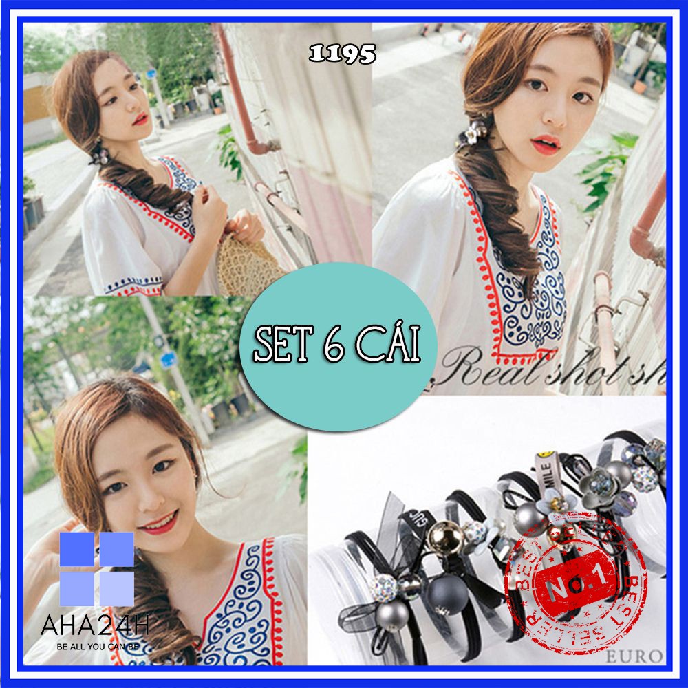SET 6 BUỘC TÓC TRÒN ĐÍNH CHÂU SÀNH ĐIỆU AH1195