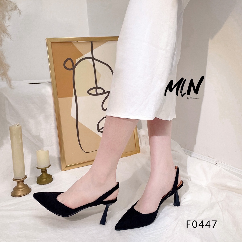 GIÀY CAO GÓT SLINGBACK NỮ GÓT NHỌN 5P BÍT MŨI NHỌN TRƠN F0447