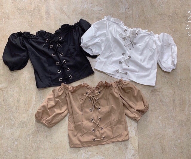 Áo trễ vai chất trơn chifon hàng Quảng Châu