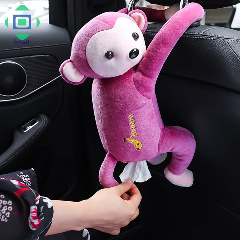 AM Creatived Pipi Monkey Car Hanging Tissue Box Hanging Car Seat Back Tray Big Face Monkey