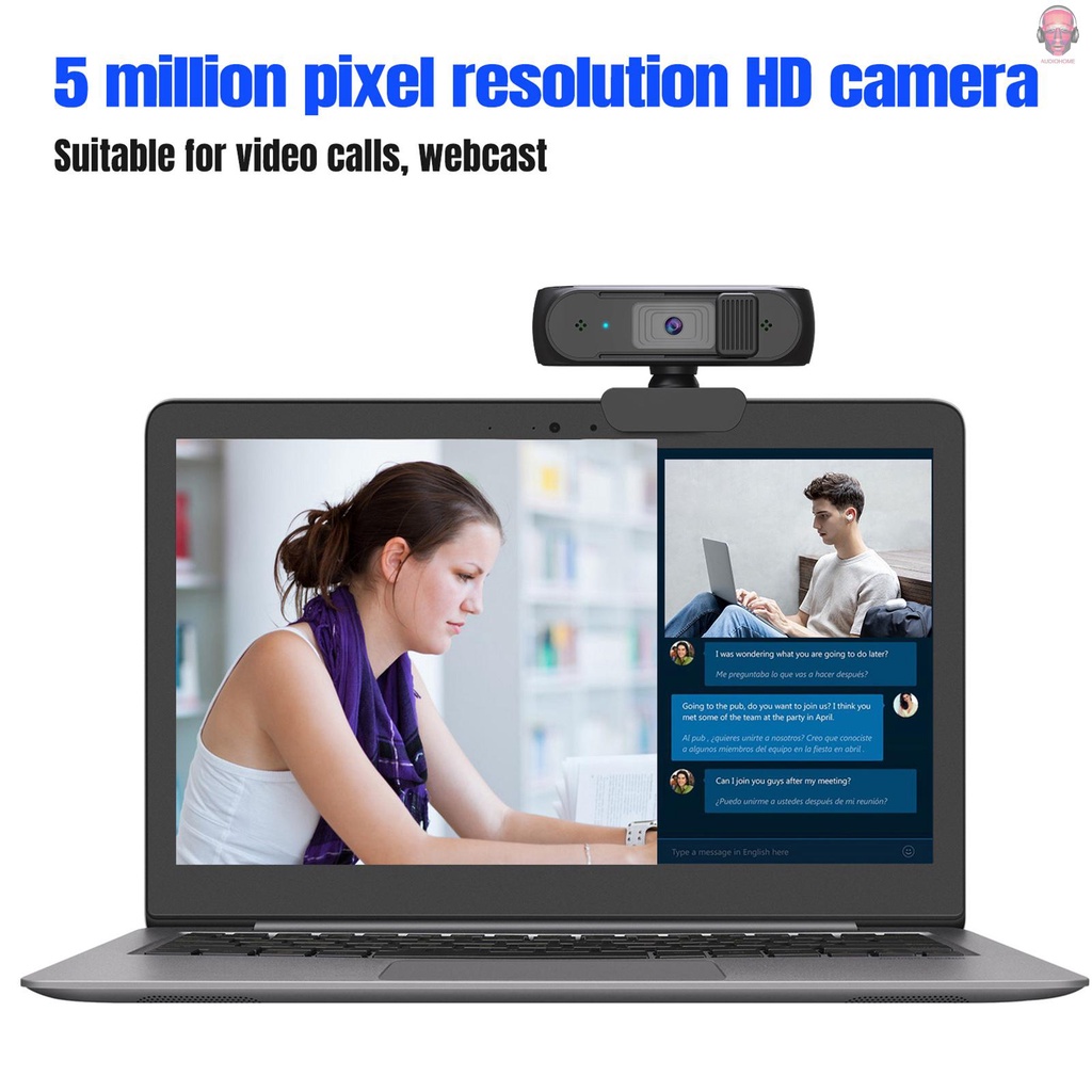 Webcam Hxsj S2 Usb 2.5k Pc 5mp Tích Hợp Mic Và Vỏ Bảo Vệ Riêng Tư Cho Giảng Dạy Đen