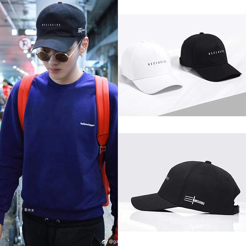 Wu Yifan Nón Lưỡi Trai Vành Cong Thêu Chữ Phong Cách Đường Phố Hàn Quốc Thời Trang Mùa Hè Dành Cho Nam Nữ