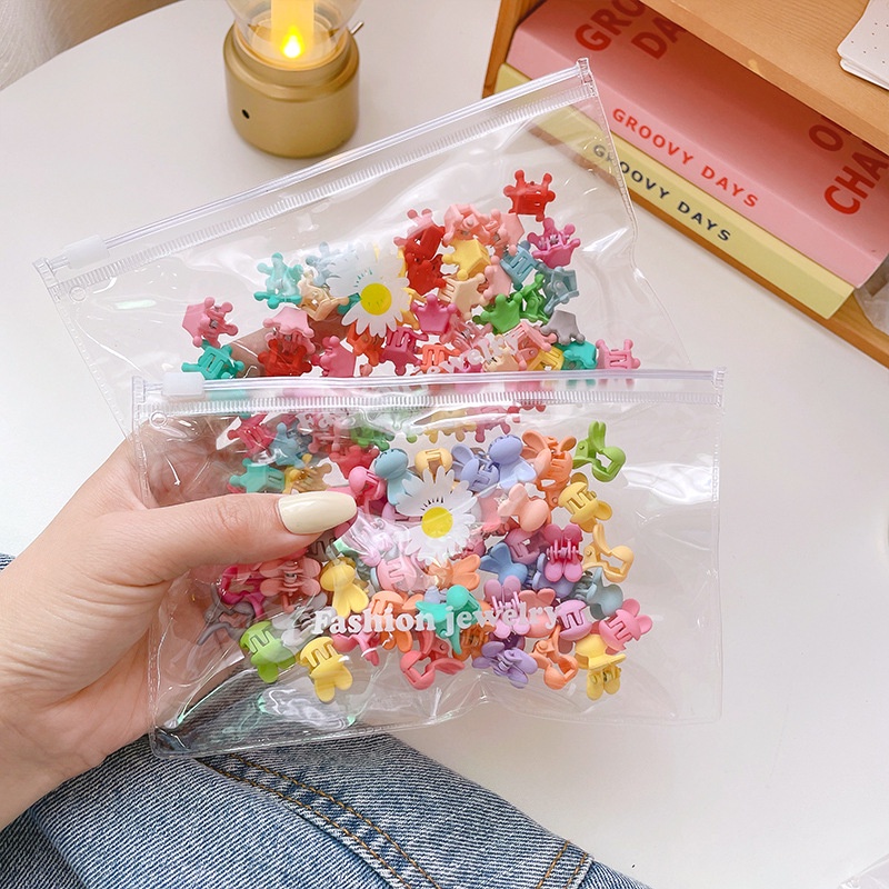 Túi 50 kẹp tóc mini cho bé gái nhiều màu dễ thương phong cách kẹo ngọt