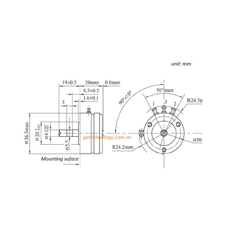 Biến trở vô cấp WDD35D-4 loại 1k.2k.5k.10K