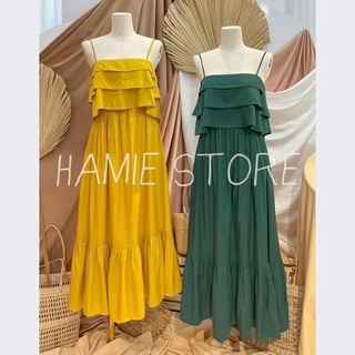 Váy maxi dáng dài đuôi cá xếp ly ngực 2 dây váy vintage đi biển dáng dài xòe HV084