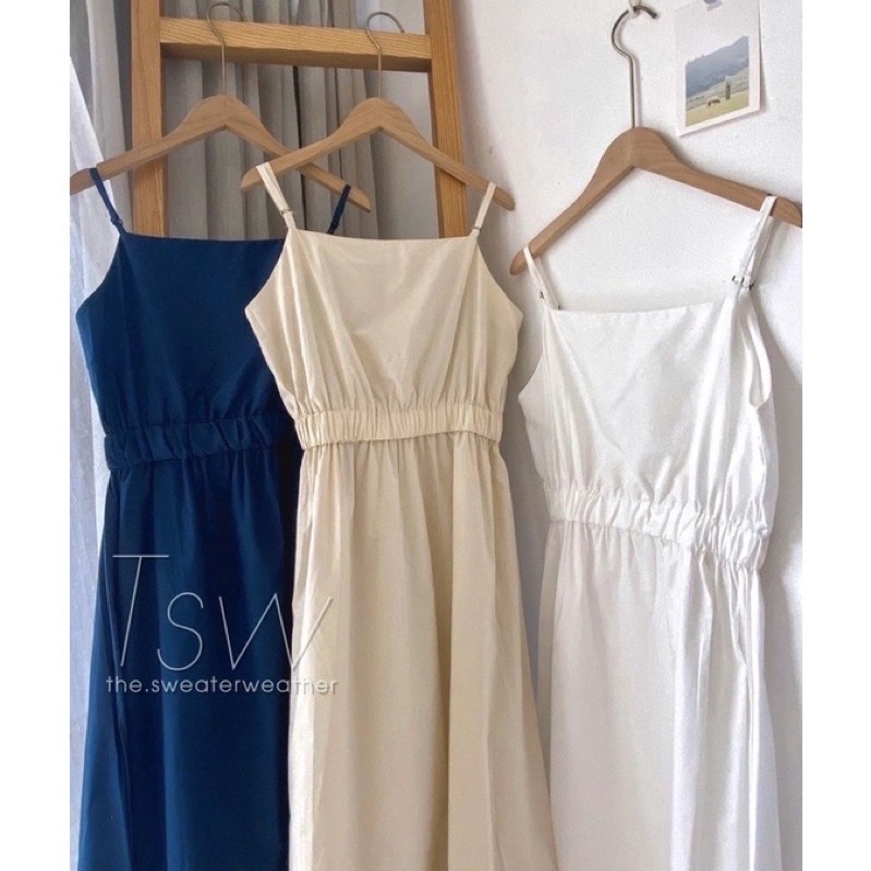 [ẢNH THẬT/VIDEO]ĐẦM HAI DÂY EO CHUN CO DÃN VÁY HAI DÂY SANG CHẢNH DÁNG DÀI