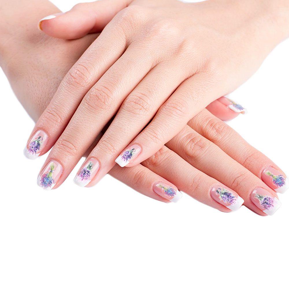 1 Tờ Miếng Dán Trang Trí Móng Tay Hình Hoa Oải Hương 3D Siêu Mỏng