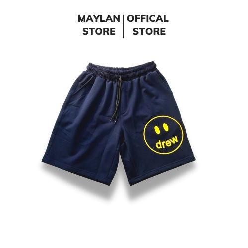 Quần Short Thun DREW đen nam nữ - vải thun da cá dày dặn - SHOP MAYLAN