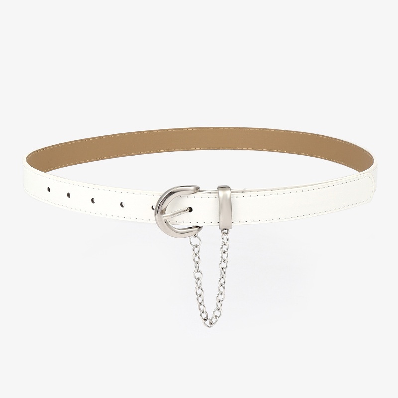 Thắt Lưng Da PU Khóa Kim Loại Bạc Thời Trang Cho Nữ