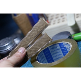 Dây đồng hồ handmade Da epsom xám sẫm