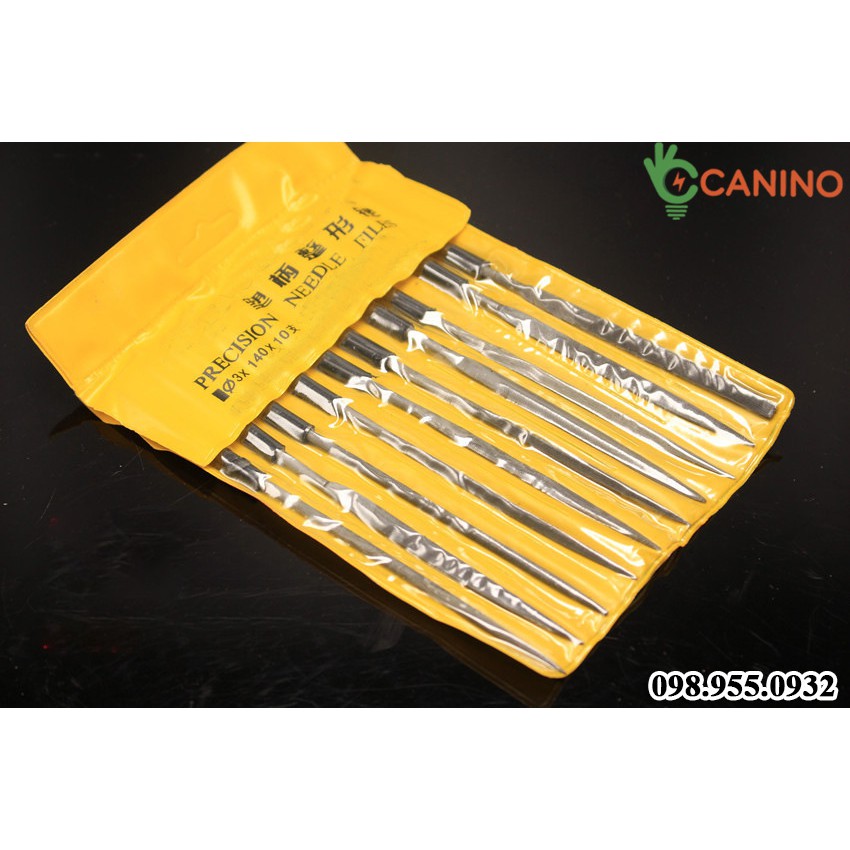 Bộ 10 mũi dũa mài mũi khoan, mài lưỡi cưa Canino cao cấp