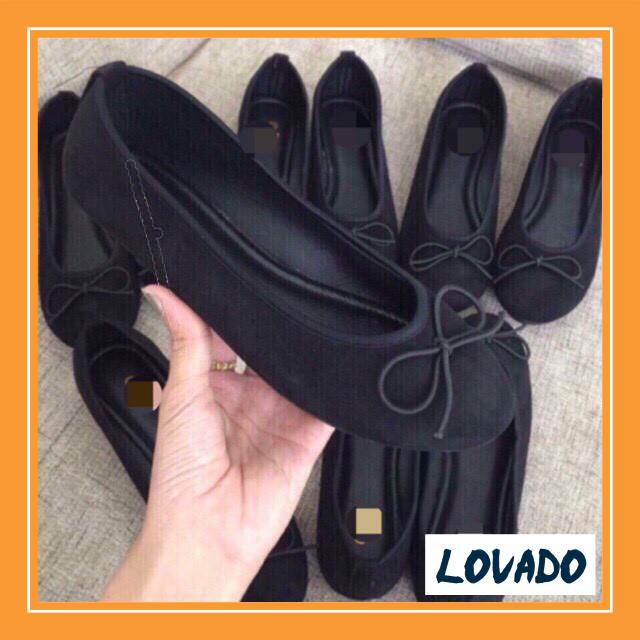 Giày nữ búp bê đế bệt gắn nơ chun đơn giản