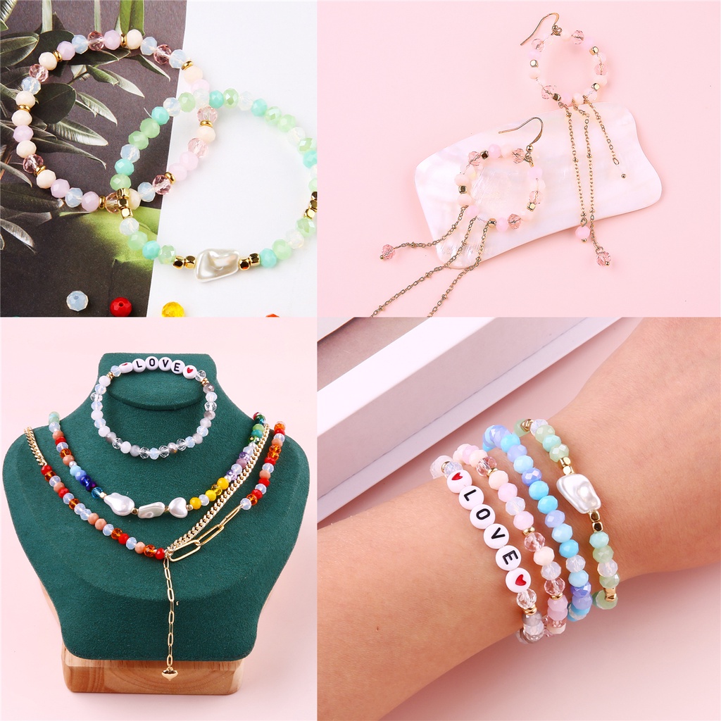 Set 100 Hạt Thủy Tinh Bốn Màu Kích Thước 6X4mm Dùng Làm Đồ Trang Sức DIY