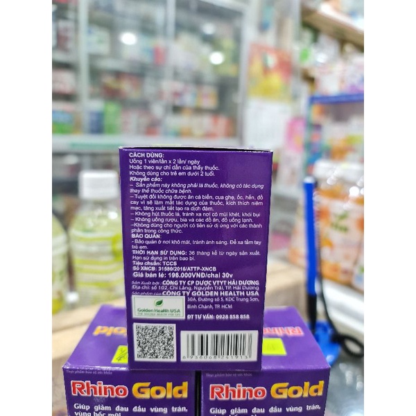 Viên uống giảm viêm xoang ngạt mũi Rhino gold max⚡Tặng quà⚡Hộp 30 viên giảm ngạt mũi chảy nước mũi đau đầu vùng trán