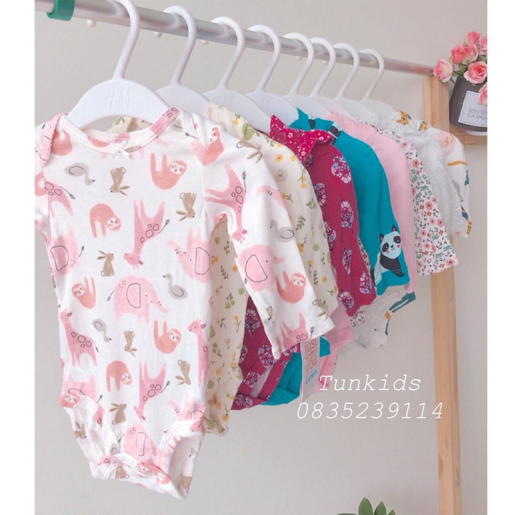 {Sz 3-6m} Body chip Carter dài tay xuất xịn