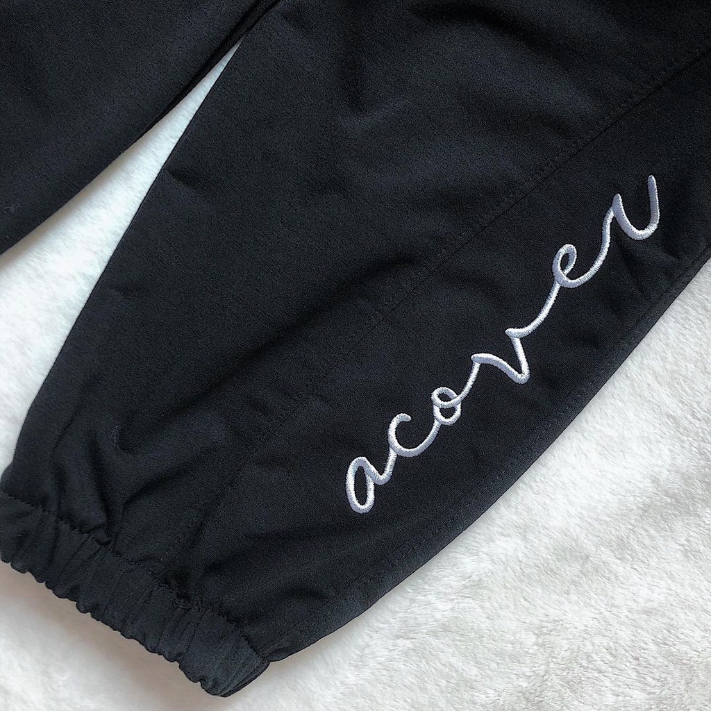 Quần Jogger Thêu ACOVER Ống Rộng Bo Gấu Ulzzang Unisex