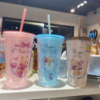 Ly nhựa 2 lớp có ống hút gấu Pooh ❤️