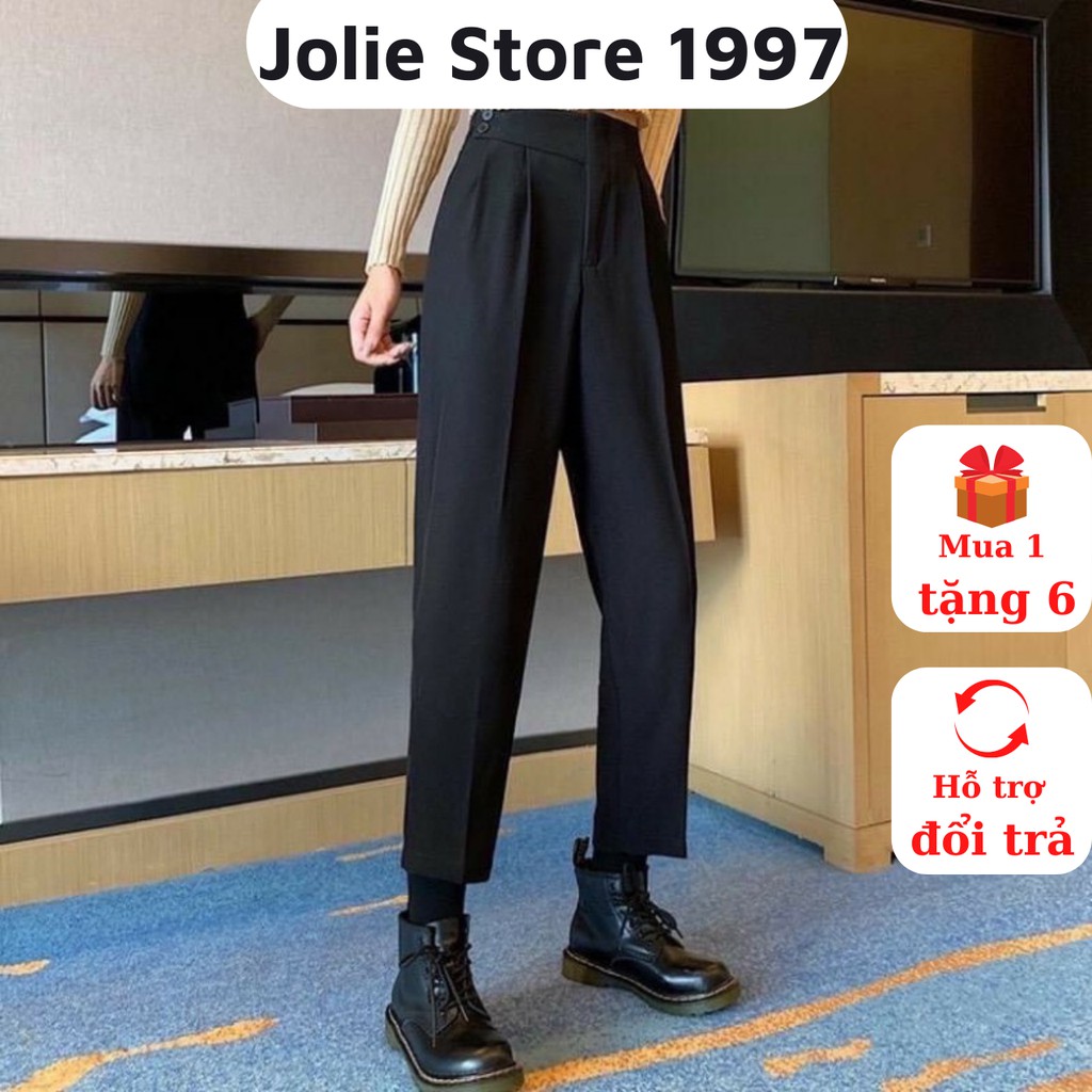 Quần baggy nữ vạt khuy lệch bên hông siêu hot - quần baggy vạt lệch