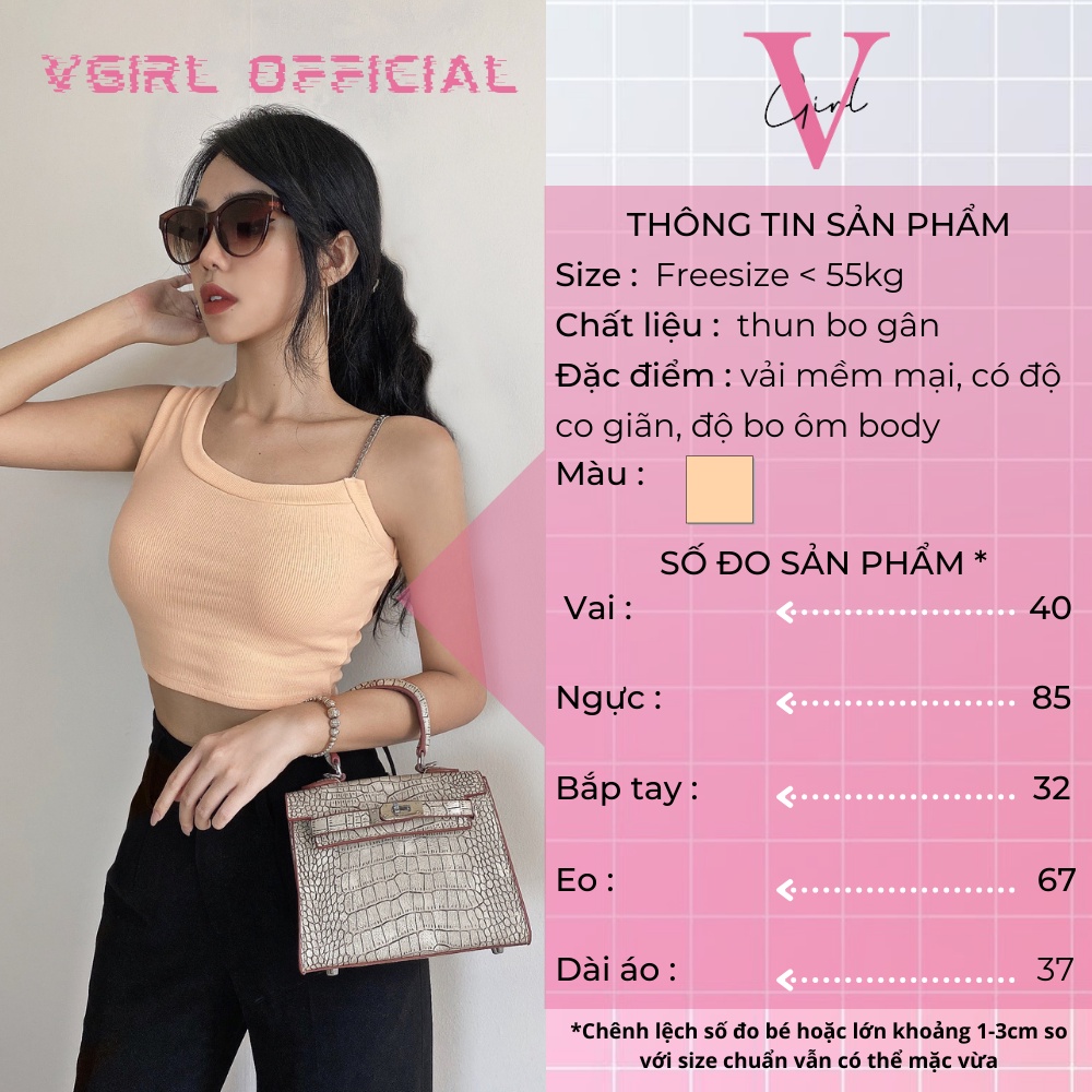 Áo Croptop Nữ VGIRL lệch vai phối dây xích không rỉ [ẢNH ĐỘC QUYỀN]