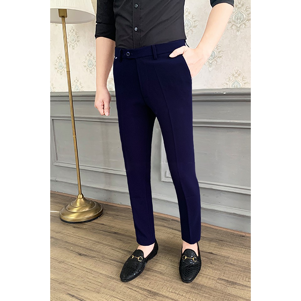Quần âu nam đen dáng ôm co giãn nhẹ, quần tây nam baggy vải chính phẩm kiểu dáng Hàn Quốc QR01 | BigBuy360 - bigbuy360.vn