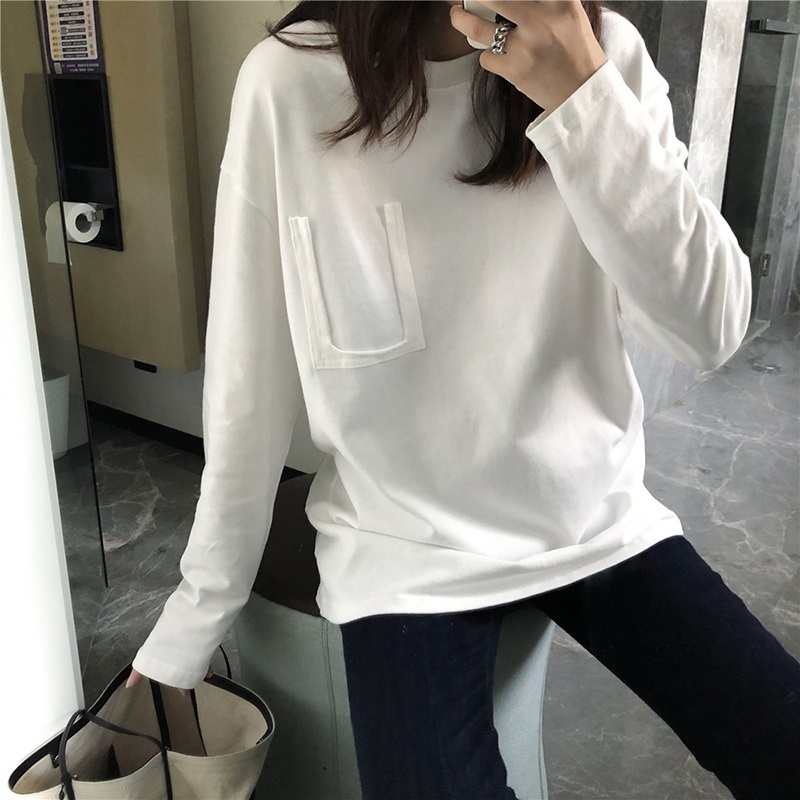 Áo thun SUXI tay dài cổ tròn màu sắc thanh lịch