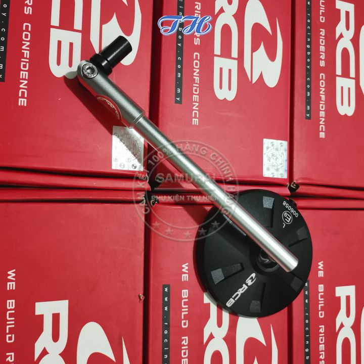 Kính xe máy thời trang tròn RCB S6 Adapter Chân Cao , Gương chiếu hậu xe máy Chính hãng Racing Boy