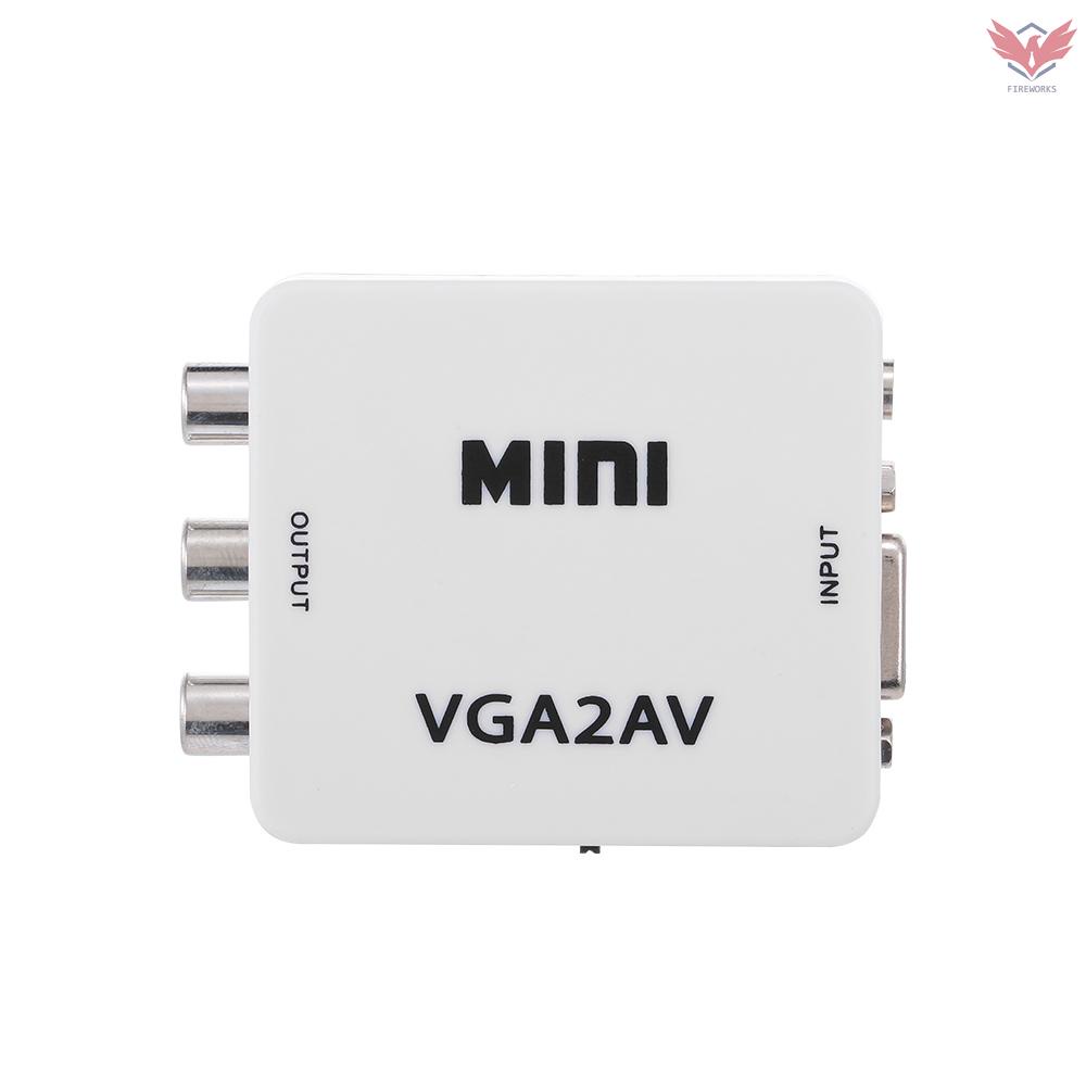 Fir VGA to AV Adapter Mini VGA to AV Converter ABS Shell Video Converter for TV/Computer