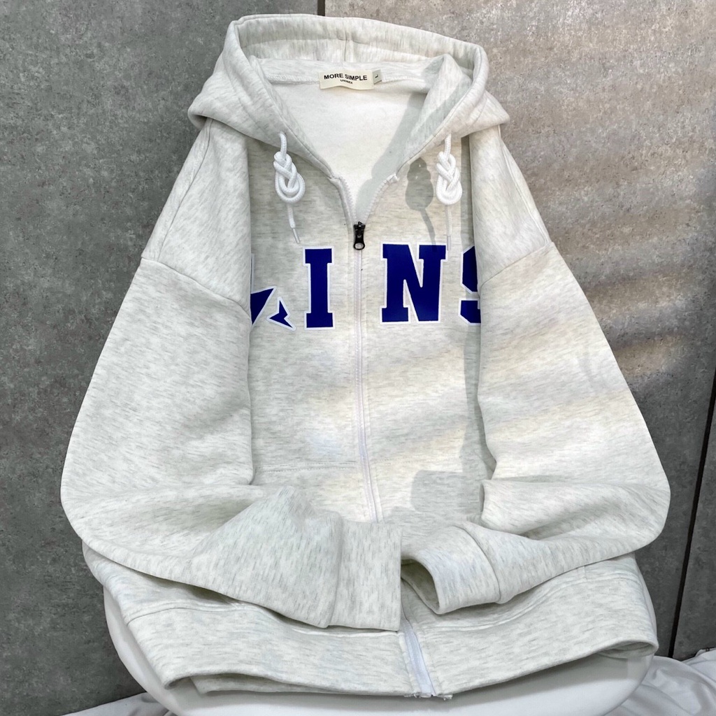 Áo Khoác Hoodie Zip IN Chất Liệu Nỉ Lót Bông Dày Dặn Form Rộng Ulzzang Unisex