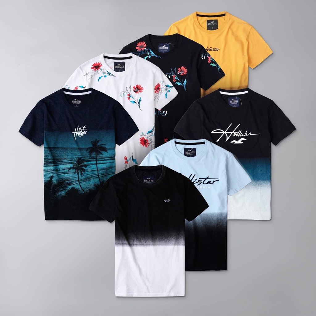Áo Thun Ombre Hollister cổ tròn tay ngắn thun 100% cotton bông, chất vải mềm mịn