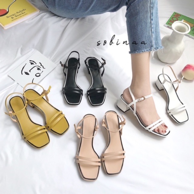 Sandal quai dây sành điệu phối viền da lỳ 5cm  S58 | BigBuy360 - bigbuy360.vn