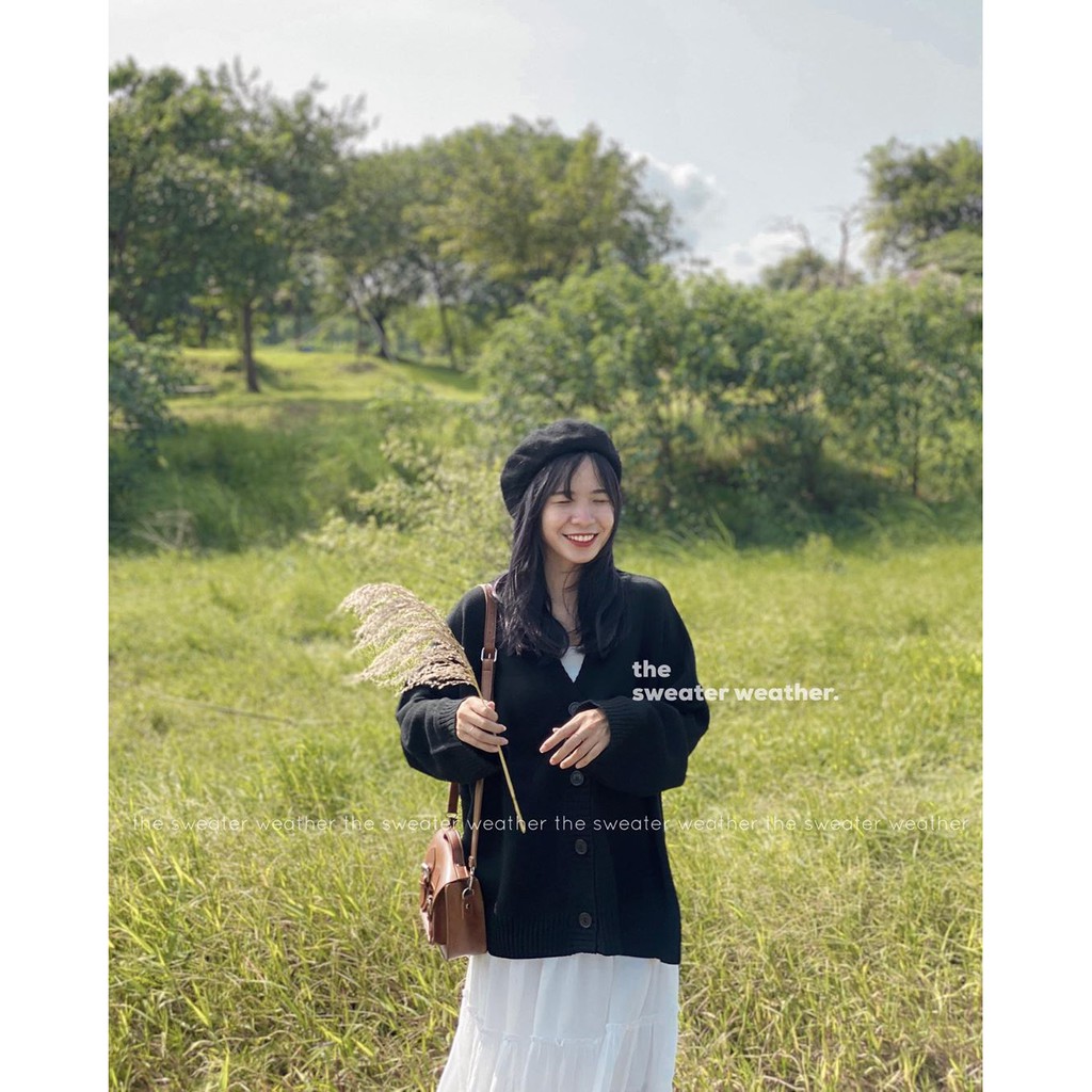 Áo khoác cardigan len trơn oversize | BigBuy360 - bigbuy360.vn