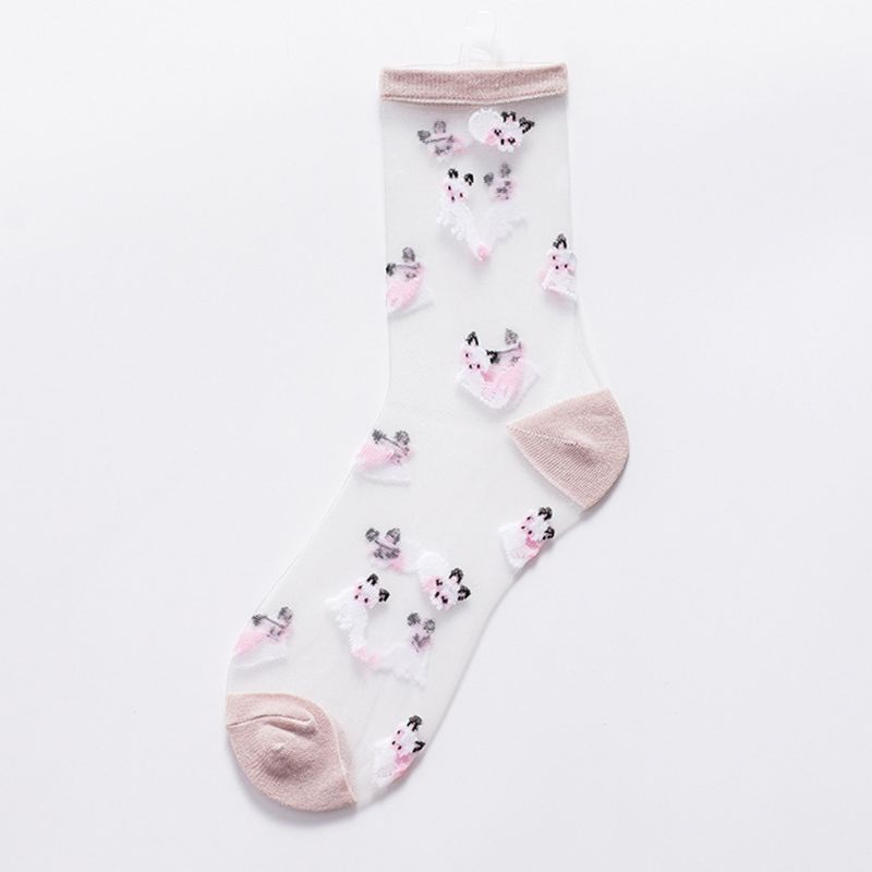 Youyo Vớ Sợi Thủy Tinh Trong Suốt In Họa Tiết Mèo Hoạt Hình Phong Cách Nhật Bản Cho Nữ Ultra-