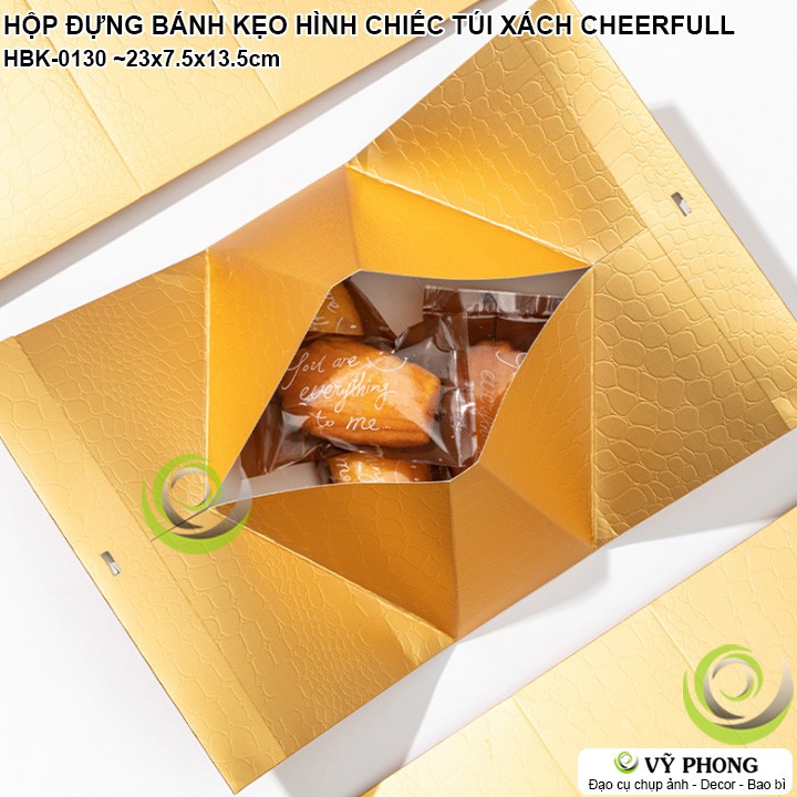 HỘP GIẤY ĐỰNG BÁNH KẸO ĐỰNG QUÀ TẶNG HÌNH CHIẾC TÚI IN CHỮ CHEERFULL LỄ TẾT HBK-0130 | BigBuy360 - bigbuy360.vn